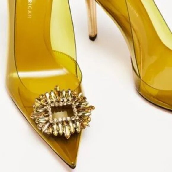 Good American Olive/Gold CINDER-F*CKING-RELLA PUMP Size 13 - Picture 3 of 11